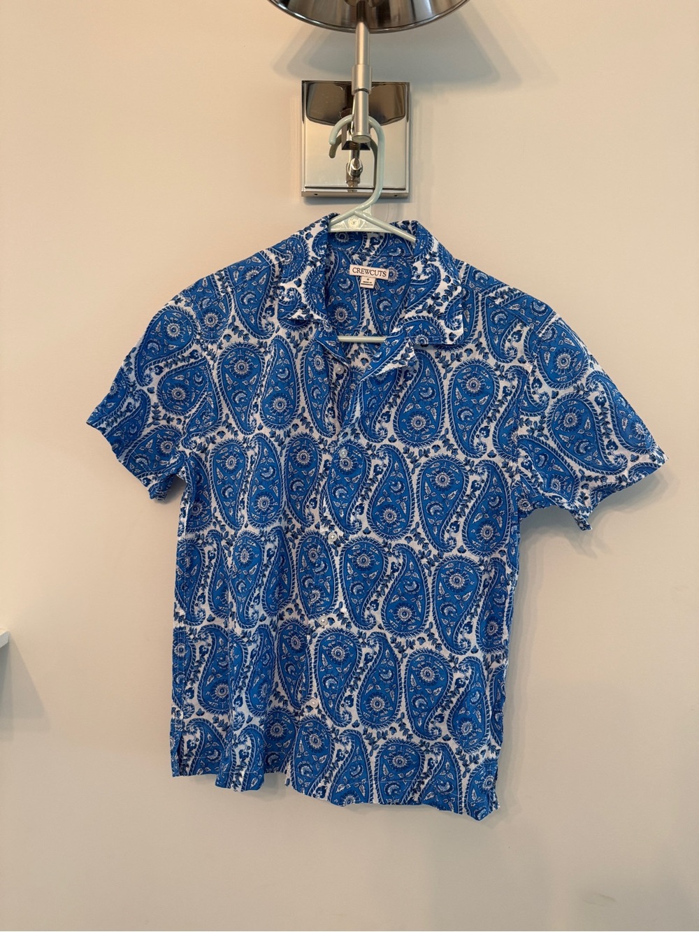 Crewcuts Blue & White Paisley Short-Sleeve Button Shirt